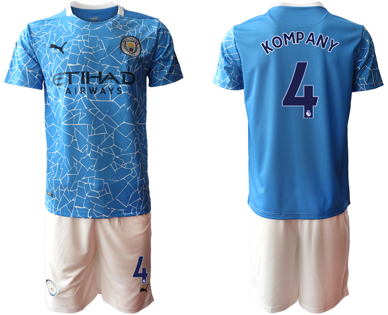 Men 2020-2021 club Manchester City home #4 blue Soccer Jerseys->->Soccer Club Jersey